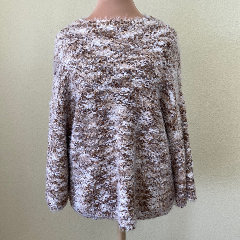 Ruby Rd. Crewneck Sweater in Marled White, Tan & Brown